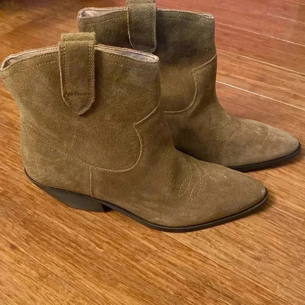 Boden Tan Suede Heeled Boots western